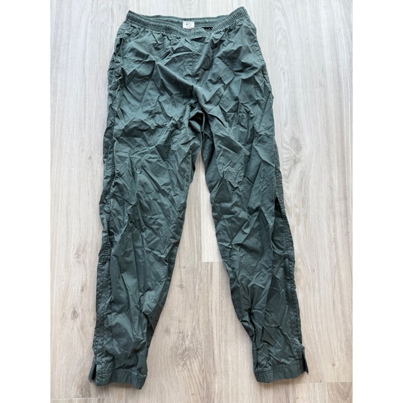 Vintage Nike Track Pants Medium Olive Green Side Zip Athletic Running Casual - Picture 1 of 7